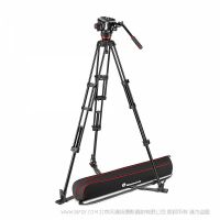 曼富圖 Manfrotto MVK504XTWINGA 504X液壓攝像云臺和雙管鋁合金攝像三腳架套裝(地置伸展器)